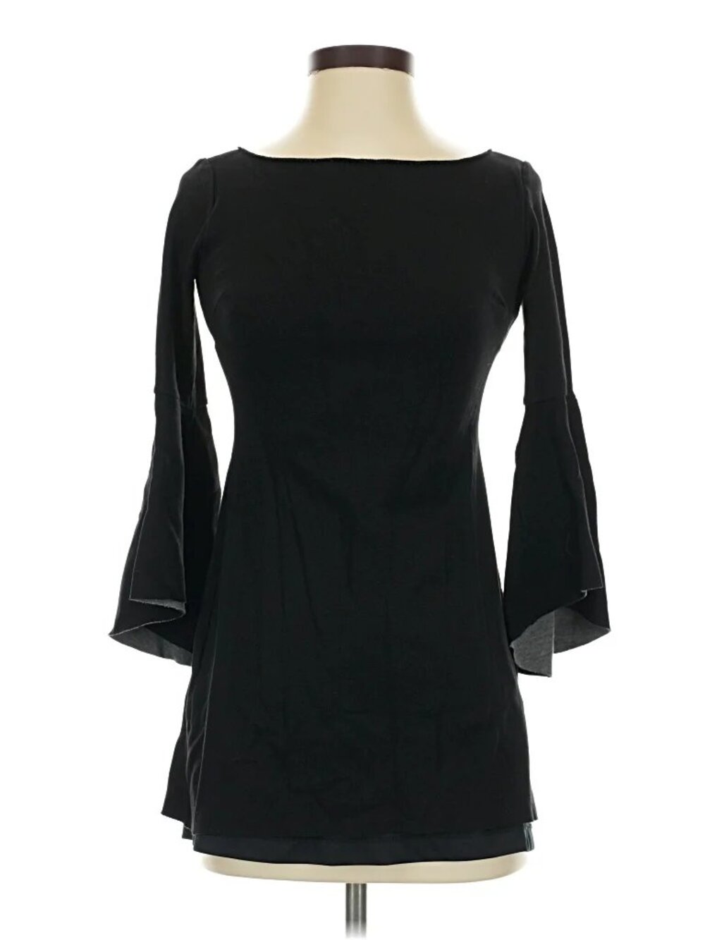 Bailey 44 Black High Born Bell Sleeve Ponte Knit Shift Mini Dress Size L